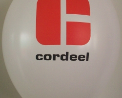 Two-color balloon printing is a reproduction of a logo