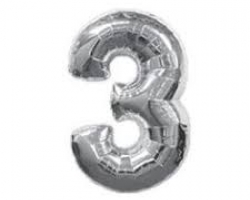silver folio balloon with number 3