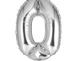 silver folio balloon suitable for helium inflation with print number 0