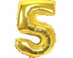 gold folio balloon suitable for helium inflation with print number 5