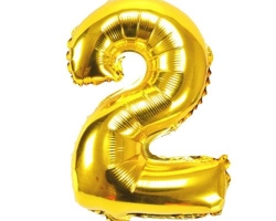gold folio balloon suitable for helium inflation with print number 2