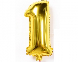 Фолио цифра 100 см 1 - подходяща за надуване с хелий (Златна)