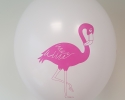 White balloon with print flamingo