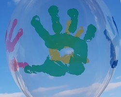 Crystal latex balloon with print "Hands"