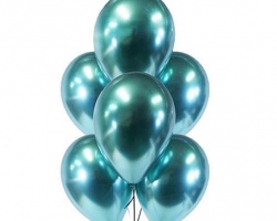 group of green chrome party balloons