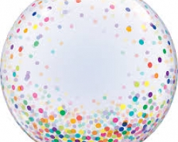 Прозрачен балон Deco Bubble със печат разноцветни Конфети - Прозрачен 24" инчов балон